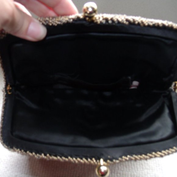 Vintage Black and Gold Beaded Clutch Purse - Picture 4 of 8